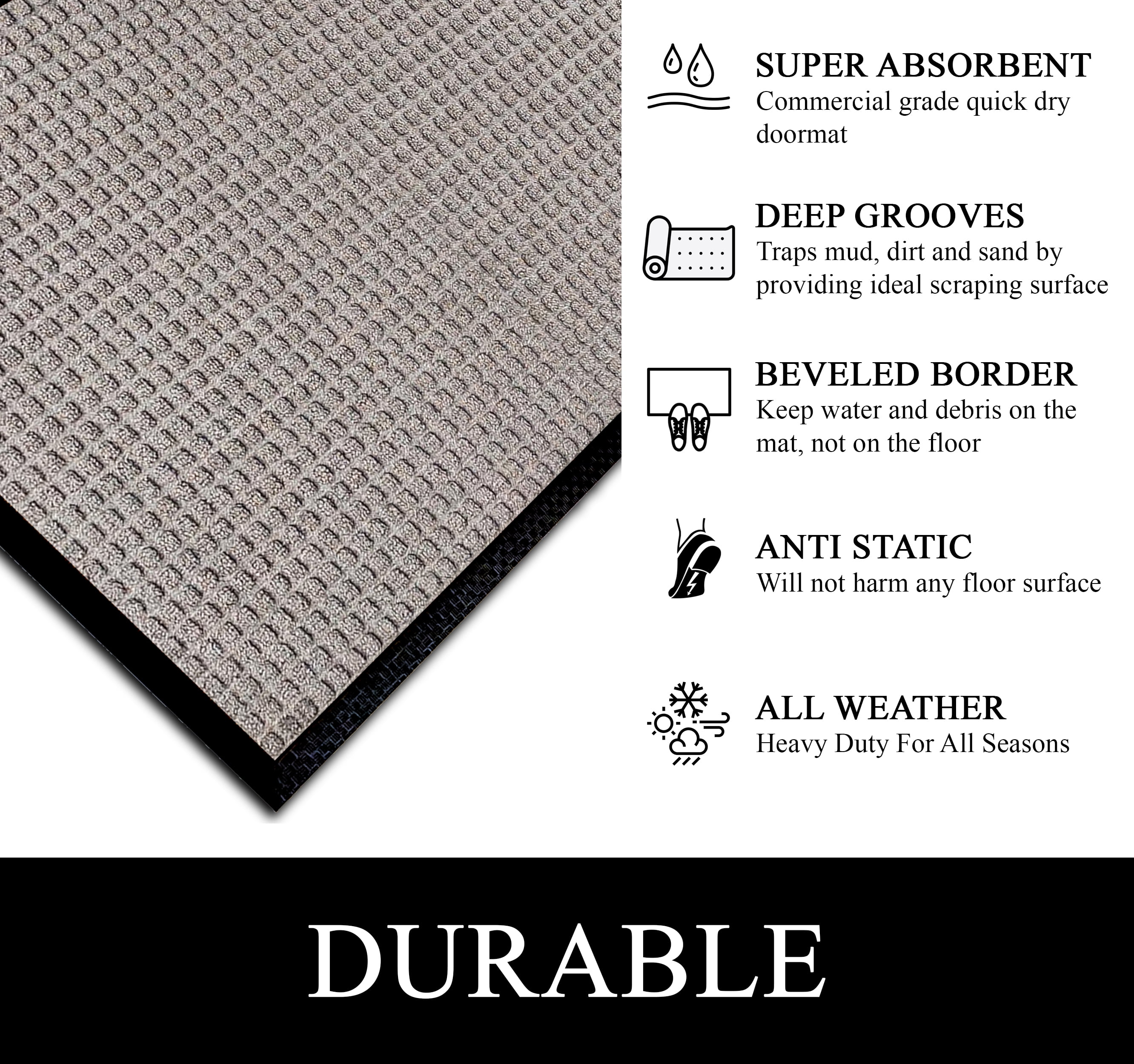 A1HC Indoor Outdoor Mat, Front and Back Entrance Welcome Mats, Large Front Door Patio Mats 47X71 Inches, Non-Slip Easy Clean Entrance Washable Large Size Doormats, Beige