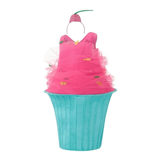 Disfraz de cupcake con sombrero, traje de poliéster para cosplay, ideal para cumpleaños y fiestas de disfraces.