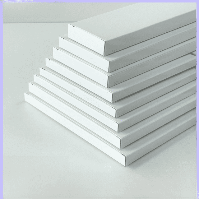 En stock, piezas de embalaje plegables de cartón plano largo de 1,5 cm, caja blanca general de comercio exterior, caja de cartón de madera plana