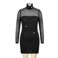 thumbnail image 5 of ORQ Women Bodycon Half High Collar Long Sleeve Mesh Sparkling Dress, 5 of 6