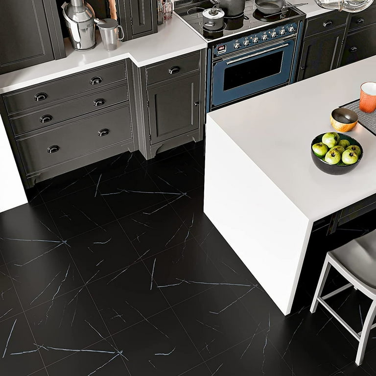 VEELIKE Witgrijze marmeren vloertegels, zelfklevende vinylvloeren, plakkende vloertegels voor badkamer, dikkere vloerstickers, zelfklevende pel-en-plak keukentegels antislip1,5 mm, 30 x 30 cm, 12