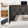 thumbnail image 3 of iPormis King Bed Frame with 2 Drawers, Metal Platform Bed with Charging Station and Linen Fabric Storage Headboard Strong Metal Slats,Gray, 3 of 8