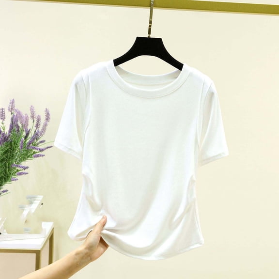 HOMBOM T-Shirts for Women Graphic Tees Summer White Lightweight Young Womans Tops