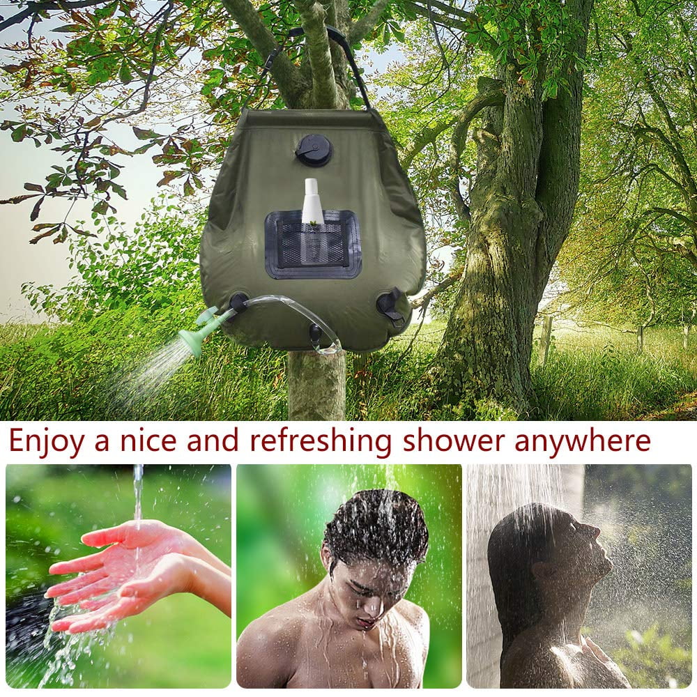 CoPedvic 5 Gallon Solar Shower Bag Portable Outdoor Hot Water with Accessories for Camping Hiking Traveling Walmart