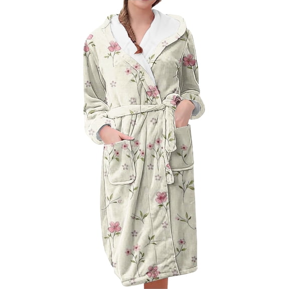 Plus Size Robes for Women Fleece House Coat Oversized Soft Women's Sleepwear Spa Womens Bathrobe Beige