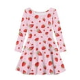 thumbnail image 4 of DISNIMO Pink Strawberry Dress Girls Casual Long Sleeve Dress Kids Girls Kids Twirl Dress Fall Girls Dresses Size 15-16 Teens Dress for Children Girls Dresses Knee Length Dress for Girls Church Dress, 4 of 6