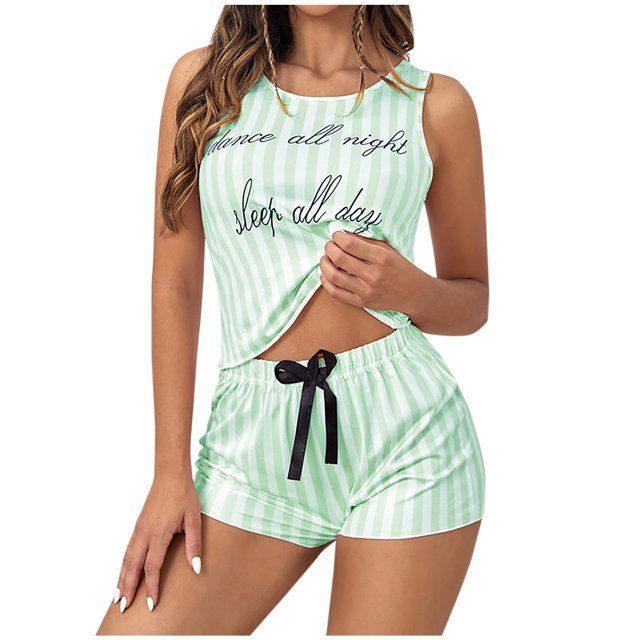 Birdeem Womens Spring and Summer Printed Tank Top Shorts Two Piece Casual Home Set