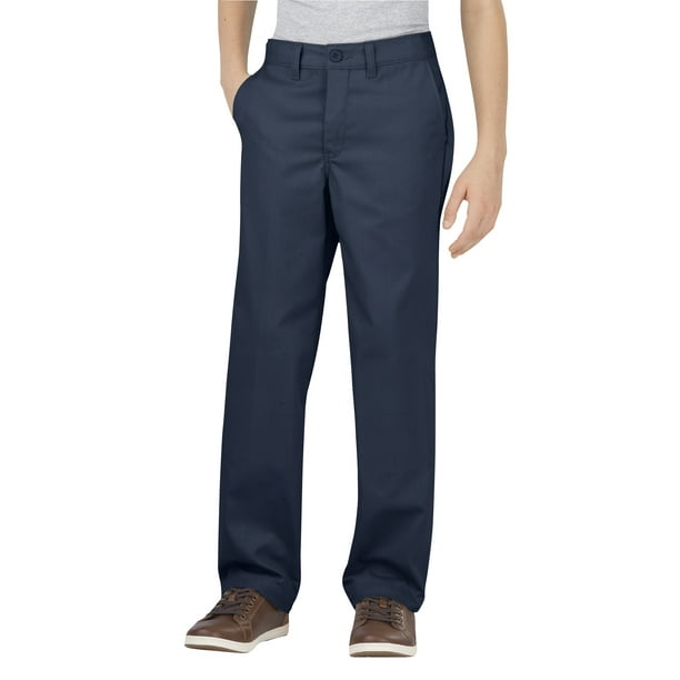 Dickies Boys' School Uniforms Slim Fit Flat Front Ultimate Khaki Pant