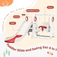 thumbnail image 2 of Arcticscorpion 4 in 1 Toddler Freestanding Red White Slide Climber Basketball Hoop Swing Set, 2 of 7