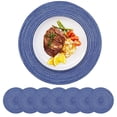 thumbnail image 1 of 7 Piece Round Braided Placemats Set Heat Stain Proof Non Washable Dining Table for Home Kitchen Restaurant, 1 of 3