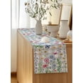 thumbnail image 5 of Table Runner 108 Inches Long for Kitchen Dining, Spring Floral Dresser Scarf Farmhouse, Dining Table Decorations for Wedding/Parties, Grey Plaid Pink Blue Flowers Butterfly 13 x 108 In, 5 of 8