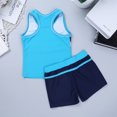 thumbnail image 3 of RUNQHUI Big Girls' Summer Two-Pieces Tankini Swimwear Rack Back Top with Boyshort Sets Blue 6, 3 of 5