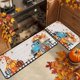 thumbnail image 4 of Juego de dos alfombrillas de otoño con diseño de calabaza y hoja de arce, para Halloween, Acción de Gracias, para baño, cocina, porche, tiras largas, para entrada, de poliéster, 4 of 6