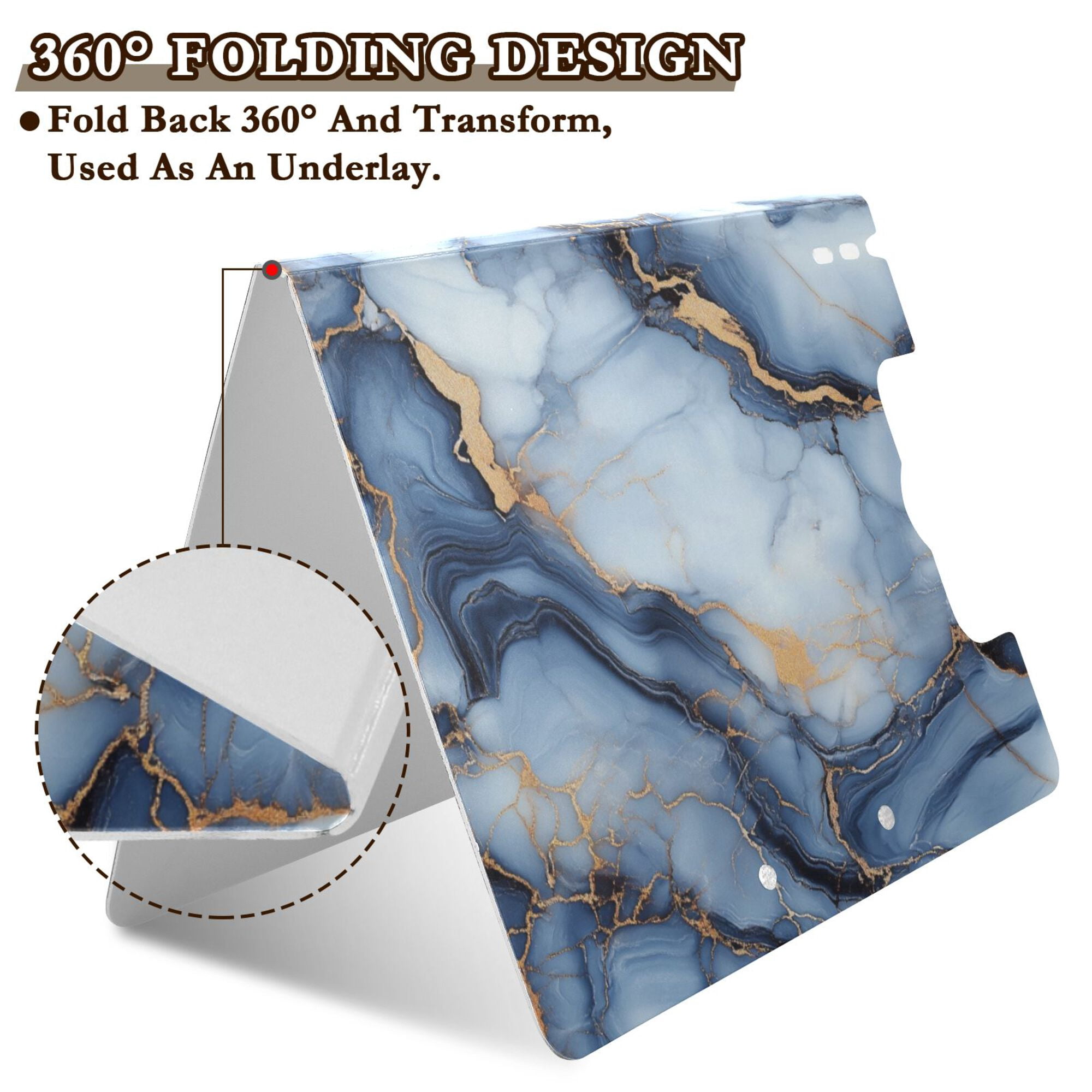 FORMRS A4 Clipboard Folder with Pen Holder Horizontal Foldable School Office Binder, Abstract Marble Pattern