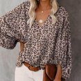 thumbnail image 2 of Camisa cómoda suelta con cuello en V para mujer Top de manga farol con estampado de moda Fridja  hj3549, 2 of 5