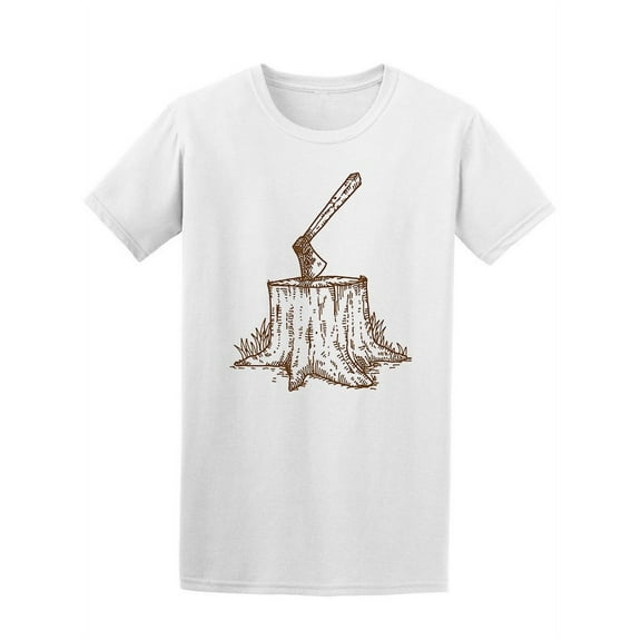 Axe On Tree Stump T-Shirt Men -Image by Shutterstock, Male 4X-Large