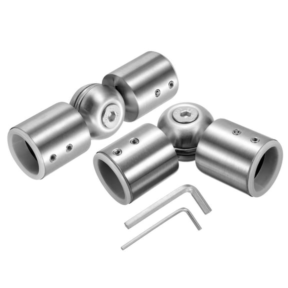 Uxcell 2pcs Adjustable Curtain Rod Corner Connector Elbow Connector with Hex Wrench for 1 Inch Bay Window Blind, Silver