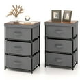 thumbnail image 1 of Gymax 2 Pcs Commode à 3 Tiroirs Tour de Rangement en Tissu Organisateur Unité Table de Nuit Haute Table d'Appoint, 1 of 9