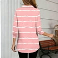 thumbnail image 4 of gbyLJF Women's 3/4 Length Sleeve T-shirts Striped Printed V-Neck Collared Tops Summer Trendy Casual Shirts 2026, 4 of 5