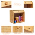 Large Wood Bread Box Roll Top Bamboo Countertop Bread Storage Boxes Two