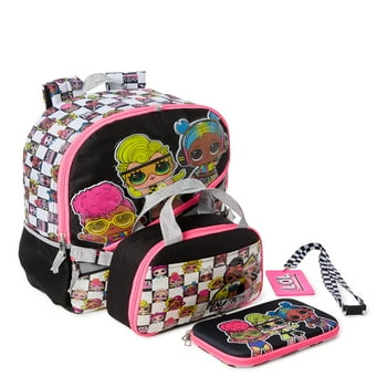 MGA L.O.L Surprise! Girls with Lunch Bag 4-Piece Set Pink Checker Print