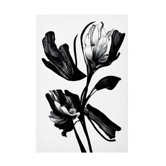 Canvas Wall Art - Treechild 'Black Flower' Wall Art for Living Room, Bedroom, or Office D?cor by Trademark Fine Art - 12 x 19 Inches