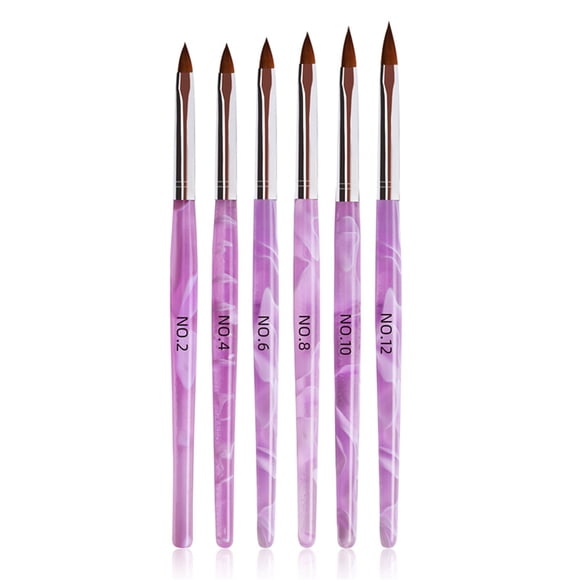 Vogacara 6 Pieces Nail Brush Set Flexible Pen Thin DIY Painting Plastic Gel Gentle Nib Tools Elegant Bright Appearance Type3 NO3