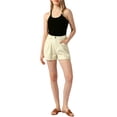 thumbnail image 2 of INSPIRE CHIC Women's High Waist Shorts with Pockets Elastic Waist Casual Summer Denim Shorts Khaki S, 2 of 5
