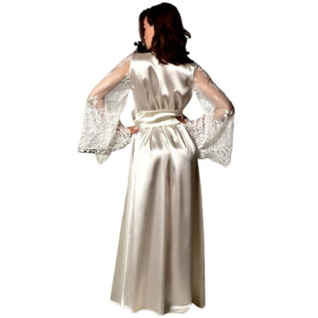 1Pcs Women Satin Silk Nightdress Lingerie Lace Silky Soft Sleepwear Long Robe