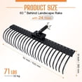 thumbnail image 2 of Jocisland 60" Behind Landscape Rake for Tow Dethatcher Rake,Tractor with 24 Steel Coil Tines and 2" Receiver, Fit for 3-point Suspension Systems, 2 of 9