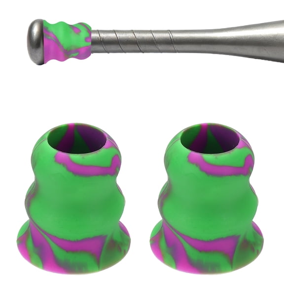 Uxcell Bat Taper, Bat Knob Taper Softball Grip Silicone Non-slip Ergonomic Enhanced Grip Easy Installation 2Pcs & Green-Purple - Fit for (Most Softball Bats/Baseball)