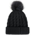 thumbnail image 4 of Women's Winter Soft Knit Beanie Hat with Faux Fur Pom Pom,Black, 4 of 4