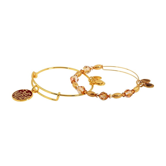 Alex And Ani Feliz Navidad Set Of 2 Shiny Gold Finish Bracelets A17SETHOL10SG