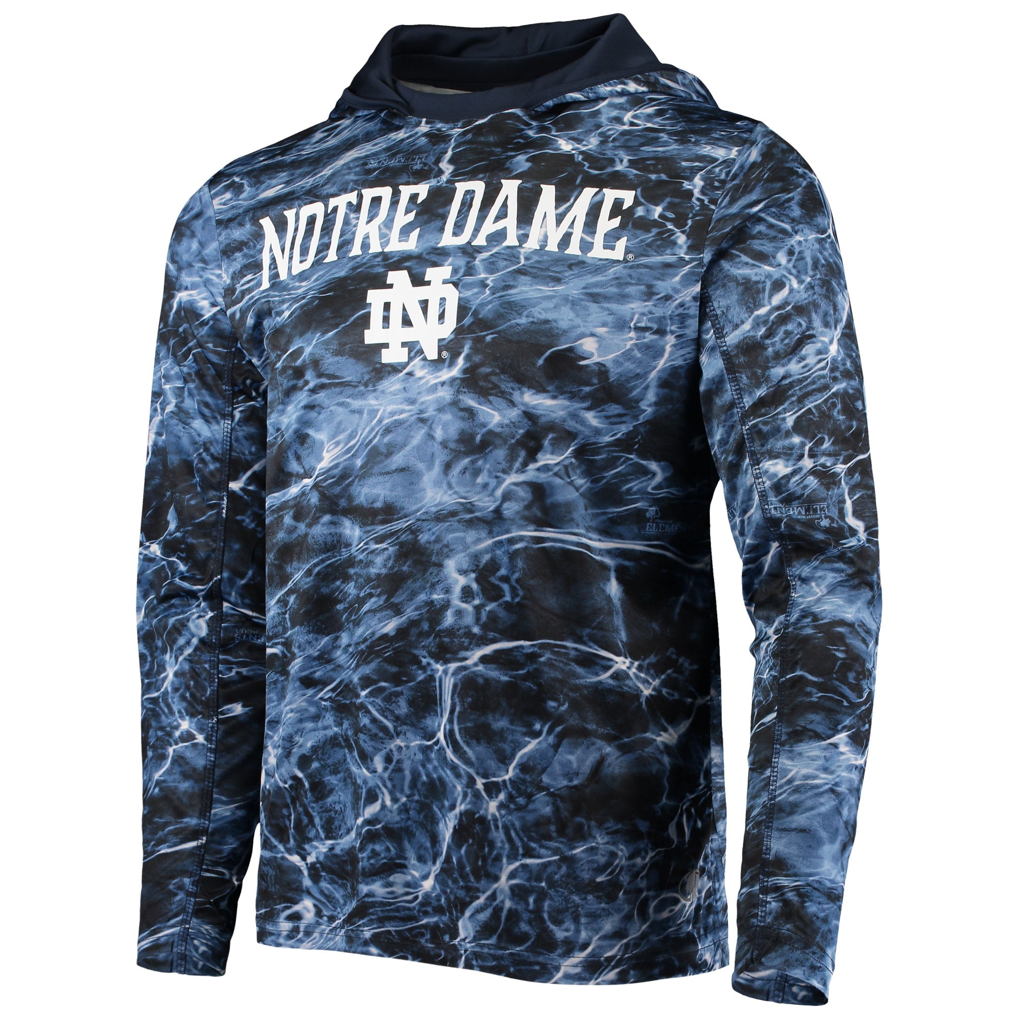 Men s Colosseum Navy Notre Dame Fighting Irish Mossy Oak SPF 50 Performance Long Sleeve Hoodie T Shirt Walmart