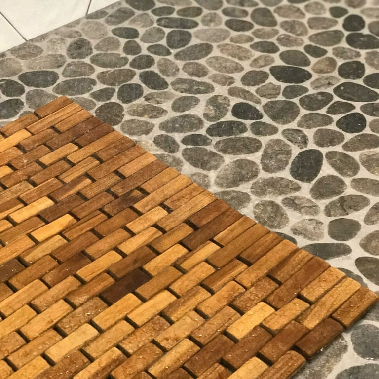 Hip-o Modern Living Teak Handmade Bathroom Floor Mat