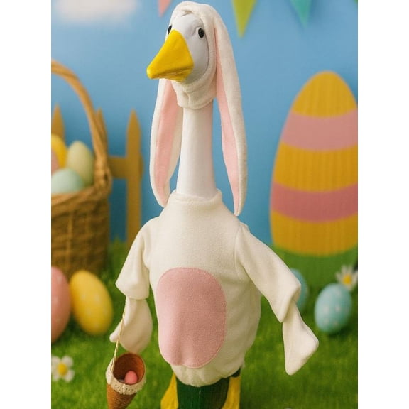 Easter Porch Goose Outfit 23 Inch Goose Costume Goose Statues Clothes Easter Decorations for Porch Lawn Yard Garden Outdoor Decor (Easter Bunny)