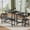 Black, variant on Aukfa 63" Extendable Dining Table Set for 4-8, 3-Piece Kitchen Table Set with 2 Benches & 2 Stools, Space Saving Wood Table & Metal Frame,Gray