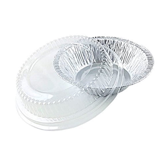 Durable Packaging 4 7/8" Foil Tart Pan 1 1/4" Deep w/Dome Lid - Aluminum Mini-Pie Plate Tin 50/Pk (Pack of 50)
