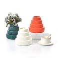 thumbnail image 1 of Jarrón decorativo vidriado imitación de plástico | Acento de hogar moderno para la sala de estar | Maceta de arreglo floral | Decoración de mesa duradera | Blanco marino naranja | 16x15x6.8cm, 1 of 5