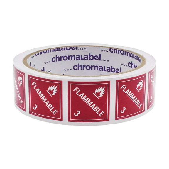1" x 1" Permanent Durable D.O.T. Hazard Labels: Class 3 Flammable, 250/Roll