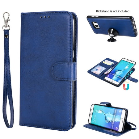 Galaxy S6 Edge Plus Case Wallet, S6 Edge Plus Case, Allytech Premium Leather Flip Case Cover & Card Slots Pocket, Wrist Design Detachable Slim Case for Samsung Galaxy S6 Edge Plus (Blue)