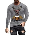 thumbnail image 2 of Handshe Men's Casual Christmas Print Sport Shirt, Stylish Long Sleeve Round Neck Top for Holiday Party, Winter Outing Casual Wear, 2 of 5