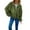 Green, variant on Herrnalise Womens Fleece Jacket Fuzzy Long Sleeve Short Coats Button Down Sherpa Outerwear With Pockets Gray,L