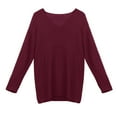 thumbnail image 2 of Baqcunre Sweaters For Women Women Fashion V Neck Loose Pullover Solid Color Long Sleeves Sweater Tops Womens Tops Hoodies For Women Wine XXL, 2 of 6