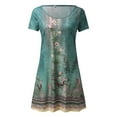 thumbnail image 4 of Jamsmile Womens Dress Summer Short Sleeve Crew Neck Bohemian Floral Print Dresses Casual Flowy A-Line Boho Mini Sundress, 4 of 4