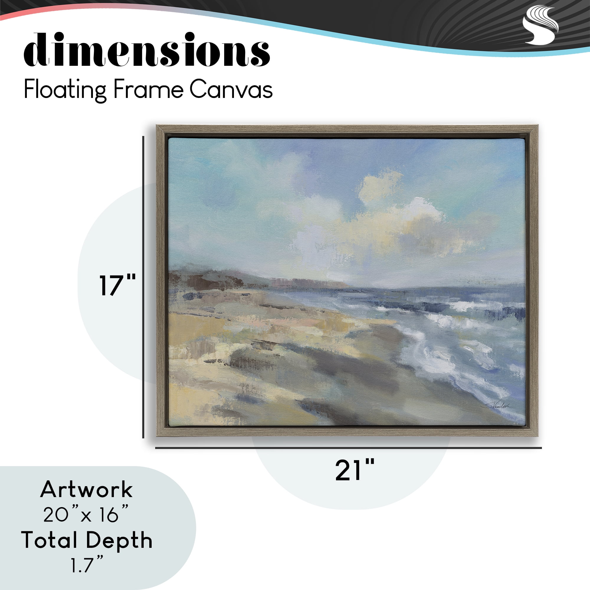 Stupell Industries Serene Morning Beach Waves Brown Framed Floater Canvas Wall Art, design by Silvia Vassileva