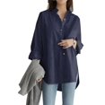 thumbnail image 2 of New stylish women‘s long sleeve lapel irregular solid color summer shirt with a unique design. tzw, 2 of 7