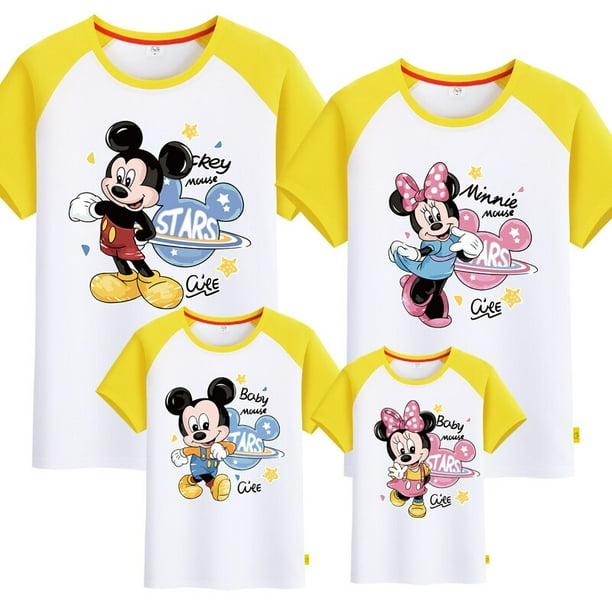 Dibujos animados Mickey Mouse Minne Familia Ropa a juego Papá Mamá Niños Niñas Trajes a juego Niños Adultos Camiseta Camisetas Ropa de verano Mamá (S) Gao Jinjia LED
