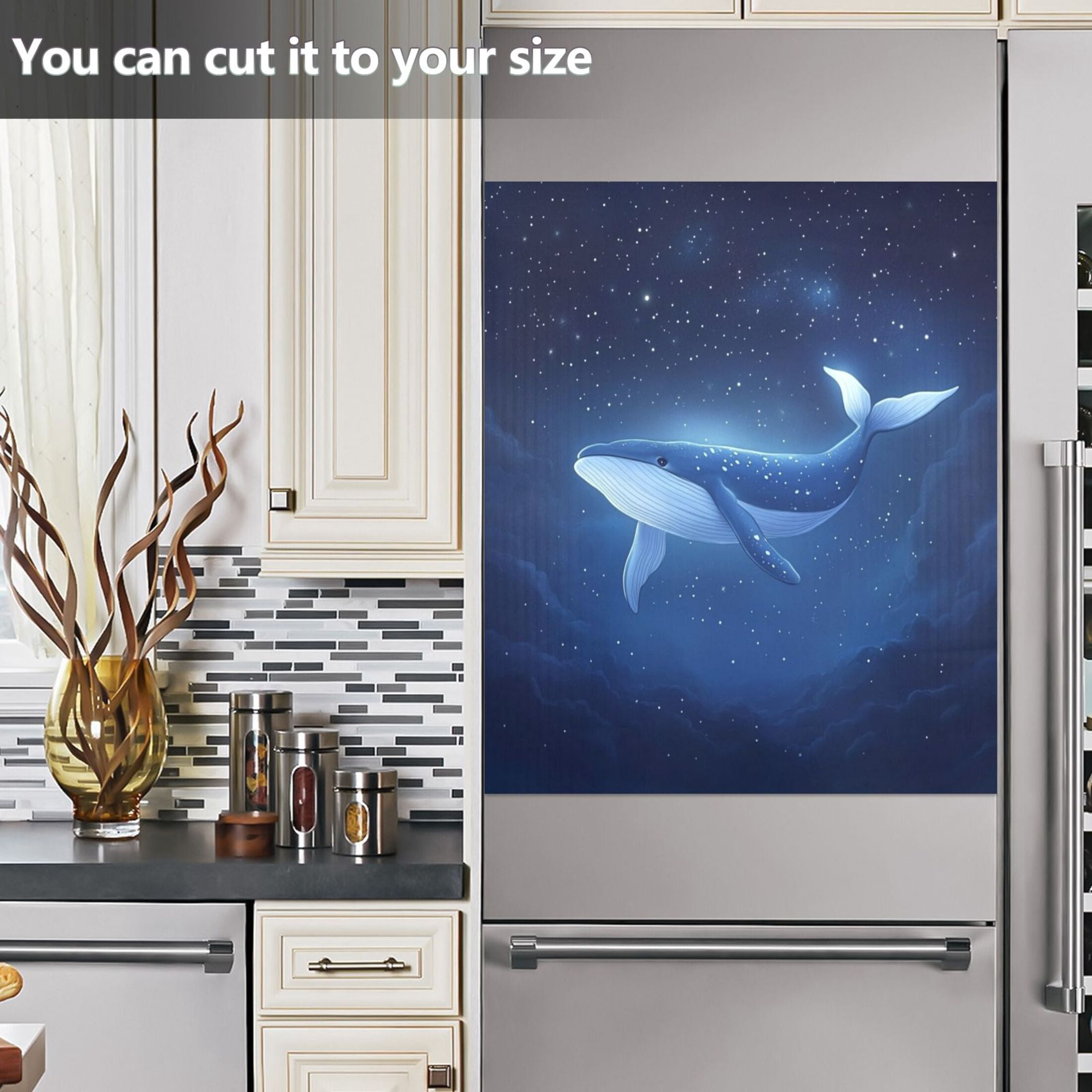 Dishwasher Magnetic Sticker 23x26 Inch Refrigerator Magnetic Sticker Washing Machine Magnetic Sticker Kitchen Panel Magnetic Sticker Home Decor Cartoon Sky Whale