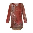 thumbnail image 4 of Xyxonk Womens Tops 3/4 Sleeve Casual Vintage Floral Printed Shirts Plus Size V Neck Tunic Top Summer Three Quarter Length T Shirt Clothes Summer Shirts for Women Red L, 4 of 5
